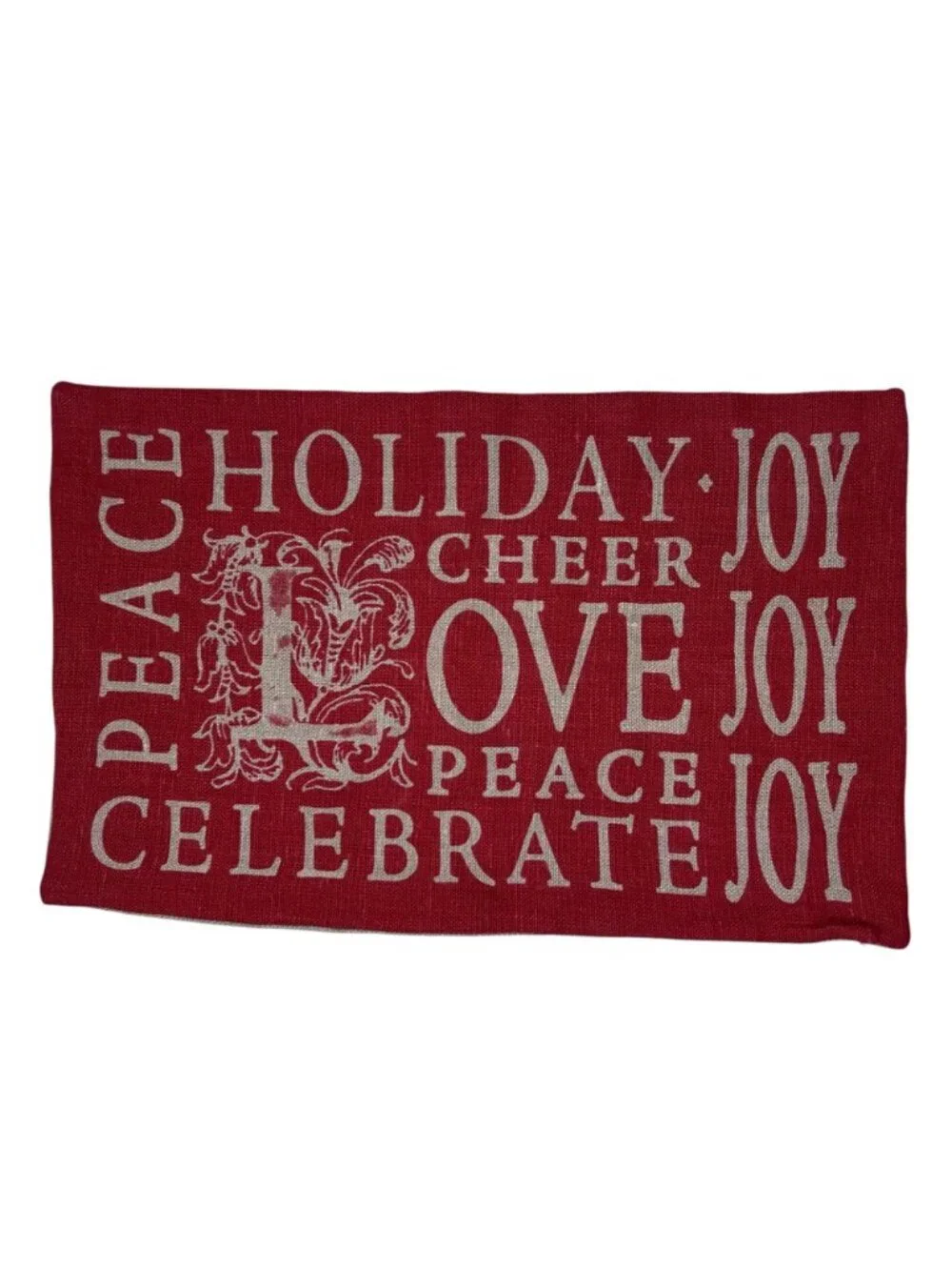 Pottery Barn Christmas Pillow Sham 25x16 Burlap Farmhouse Holiday Peace